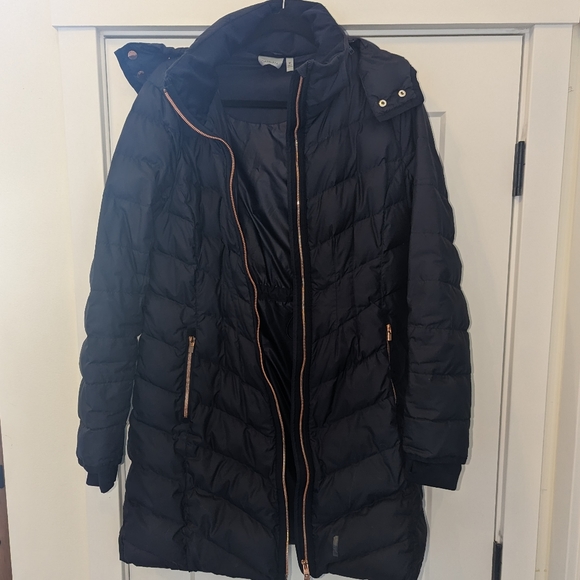 Athleta Goose Down Parka, Navy with Rose Gold - Size Medium - Picture 7 of 9